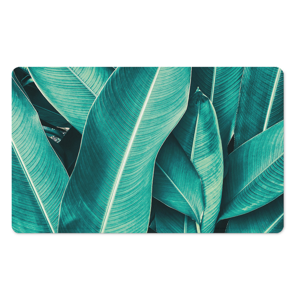 Turquoise Banana Leaf Print Polyester Doormat