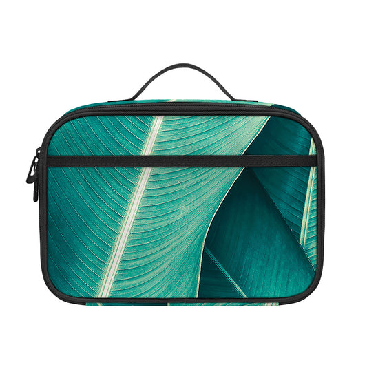 Turquoise Banana Leaf Print Portable Lunch Bag