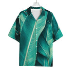 Turquoise Banana Leaf Print Rayon Hawaiian Shirt