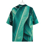 Turquoise Banana Leaf Print Rayon Hawaiian Shirt