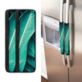 Turquoise Banana Leaf Print Refrigerator Handle Covers