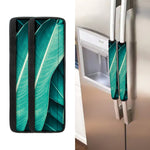 Turquoise Banana Leaf Print Refrigerator Handle Covers