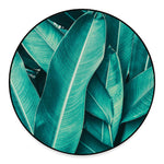 Turquoise Banana Leaf Print Round Floor Mat