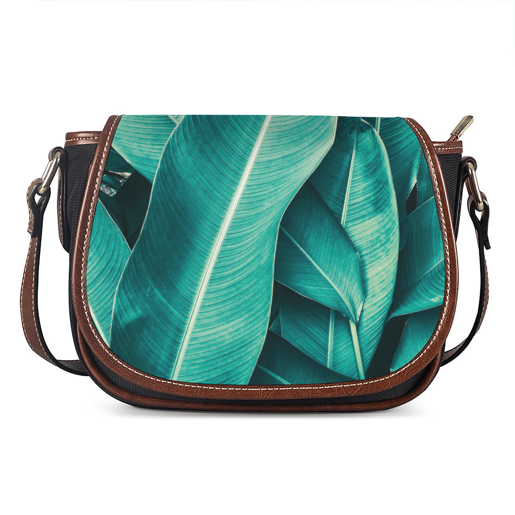 Turquoise Banana Leaf Print Saddle Bag