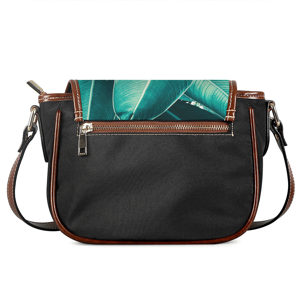 Turquoise Banana Leaf Print Saddle Bag