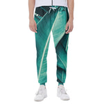 Turquoise Banana Leaf Print Scuba Joggers