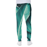 Turquoise Banana Leaf Print Scuba Joggers