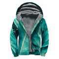 Turquoise Banana Leaf Print Sherpa Lined Zip Up Hoodie