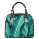 Turquoise Banana Leaf Print Shoulder Handbag