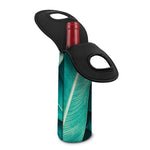 Turquoise Banana Leaf Print Single Neoprene Wine Tote