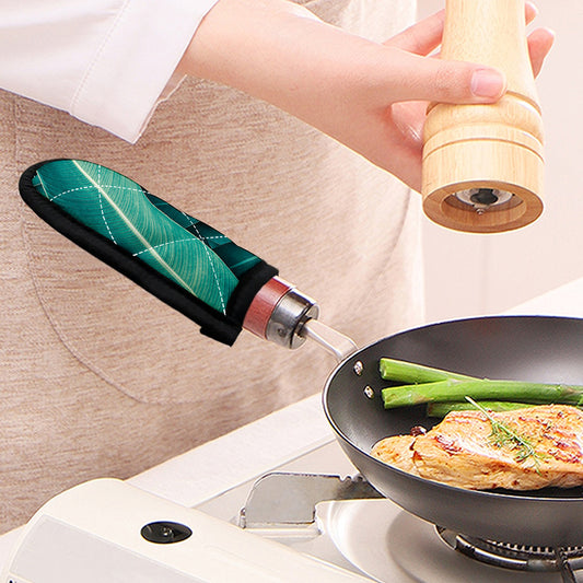Turquoise Banana Leaf Print Skillet Handle Cover