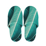 Turquoise Banana Leaf Print Slippers