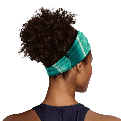 Turquoise Banana Leaf Print Sports Headband