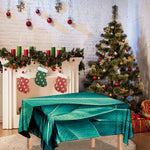 Turquoise Banana Leaf Print Tablecloth