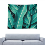 Turquoise Banana Leaf Print Tapestry