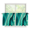 Turquoise Banana Leaf Print Tier Curtains