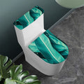Turquoise Banana Leaf Print Toilet Lid And Tank Cover Set