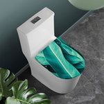 Turquoise Banana Leaf Print Toilet Lid Cover