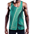 Turquoise Banana Leaf Print Men's Workout Tank Top