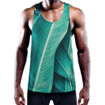 Turquoise Banana Leaf Print Training Tank Top
