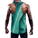Turquoise Banana Leaf Print Training Tank Top