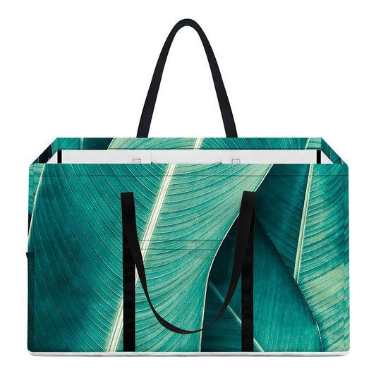 Turquoise Banana Leaf Print Utility Tote Bag