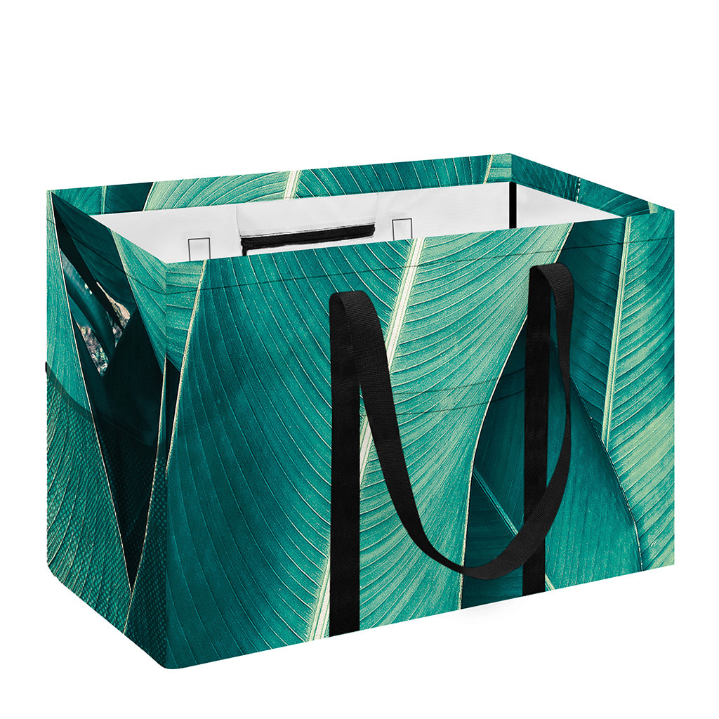 Turquoise Banana Leaf Print Utility Tote Bag