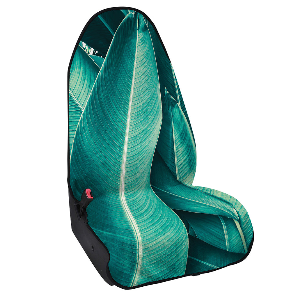 Turquoise Banana Leaf Print Waterproof Car Seat Cover