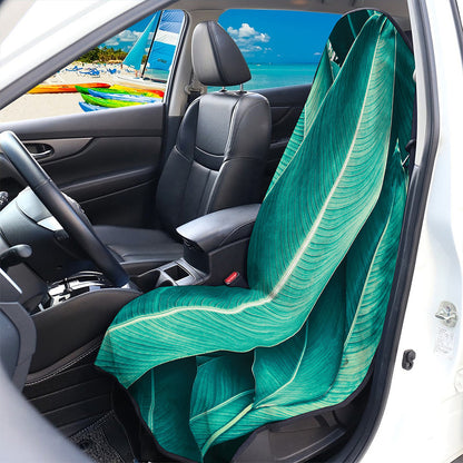 Turquoise Banana Leaf Print Waterproof Car Seat Cover
