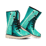Turquoise Banana Leaf Print Winter Boots