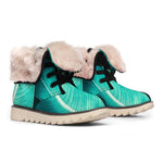 Turquoise Banana Leaf Print Winter Boots