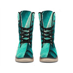 Turquoise Banana Leaf Print Winter Boots