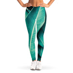 Turquoise Banana Leaf Print Women's Leggings