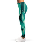Turquoise Banana Leaf Print Women's Leggings
