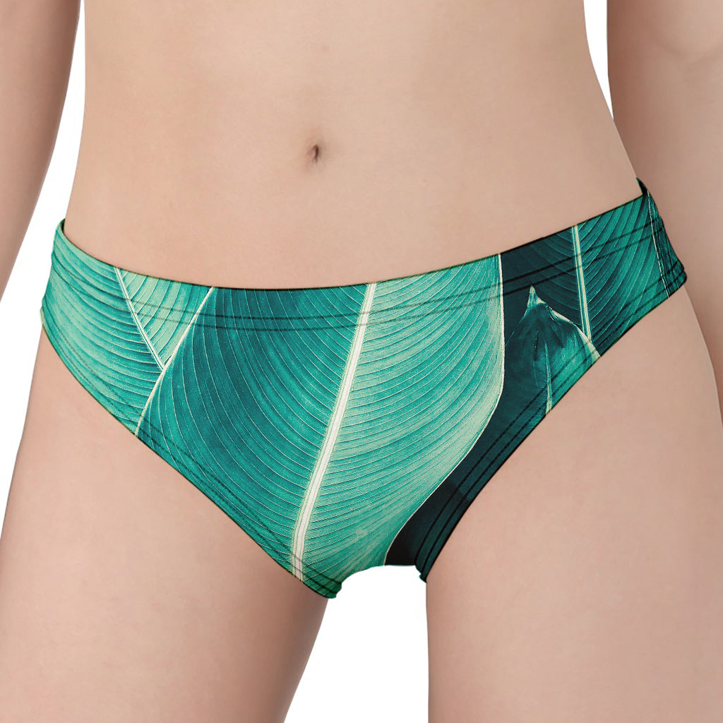 Turquoise Banana Leaf Print Women's Panties