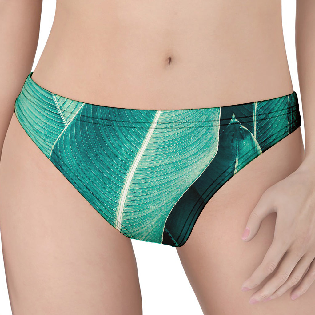 Turquoise Banana Leaf Print Women's Thong