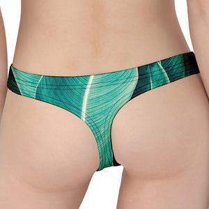 Turquoise Banana Leaf Print Women's Thong