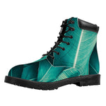 Turquoise Banana Leaf Print Work Boots