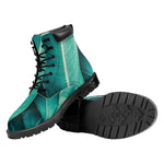 Turquoise Banana Leaf Print Work Boots