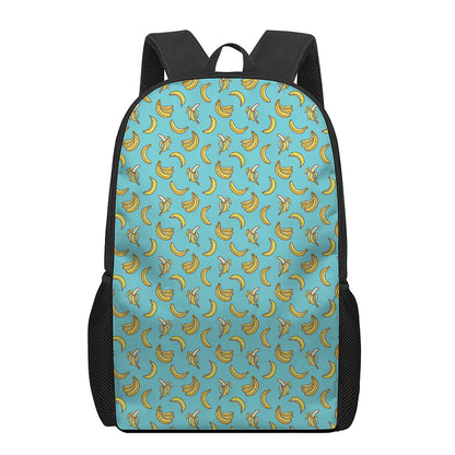 Turquoise Banana Pattern Print 17 Inch Backpack