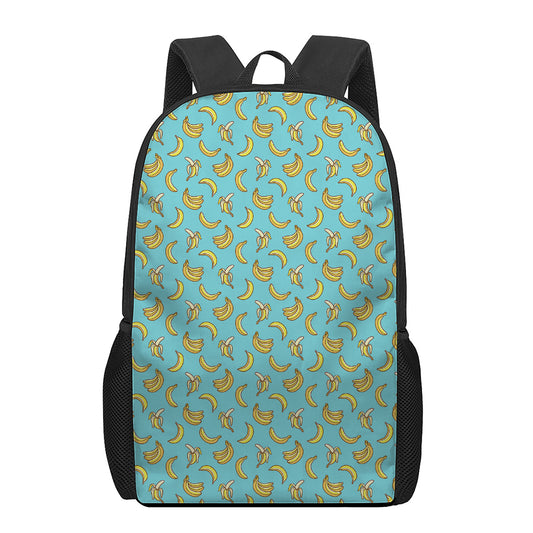Turquoise Banana Pattern Print 17 Inch Backpack