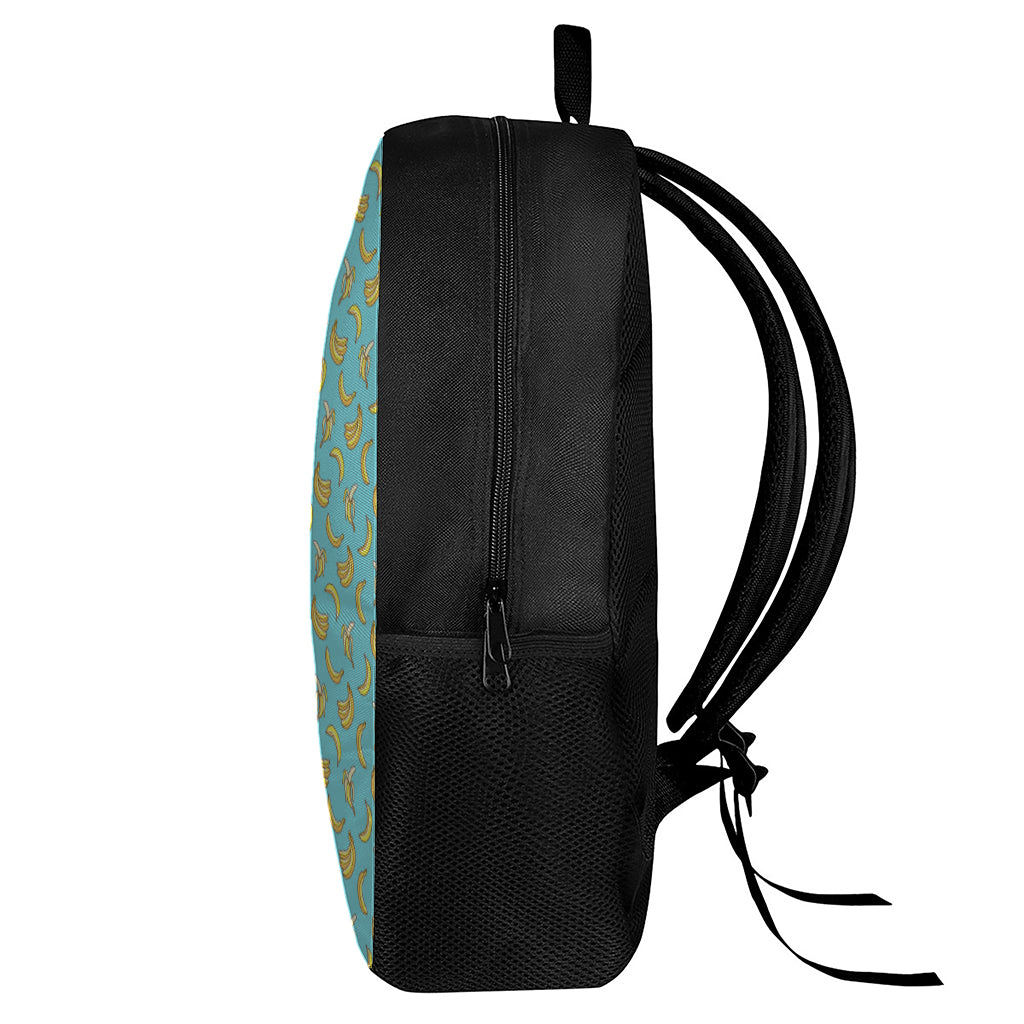 Turquoise Banana Pattern Print 17 Inch Backpack