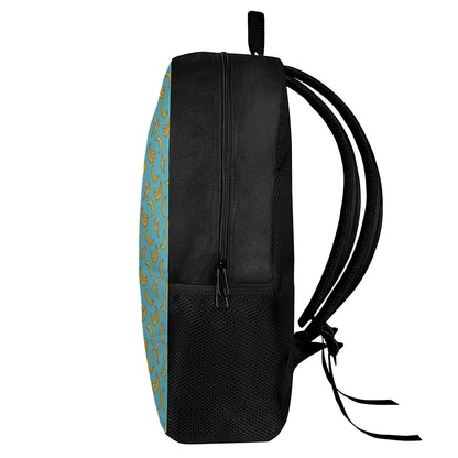 Turquoise Banana Pattern Print 17 Inch Backpack