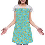 Turquoise Banana Pattern Print Adjustable Apron