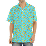 Turquoise Banana Pattern Print Aloha Shirt