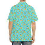 Turquoise Banana Pattern Print Aloha Shirt