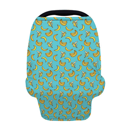 Turquoise Banana Pattern Print Baby Seat Cover