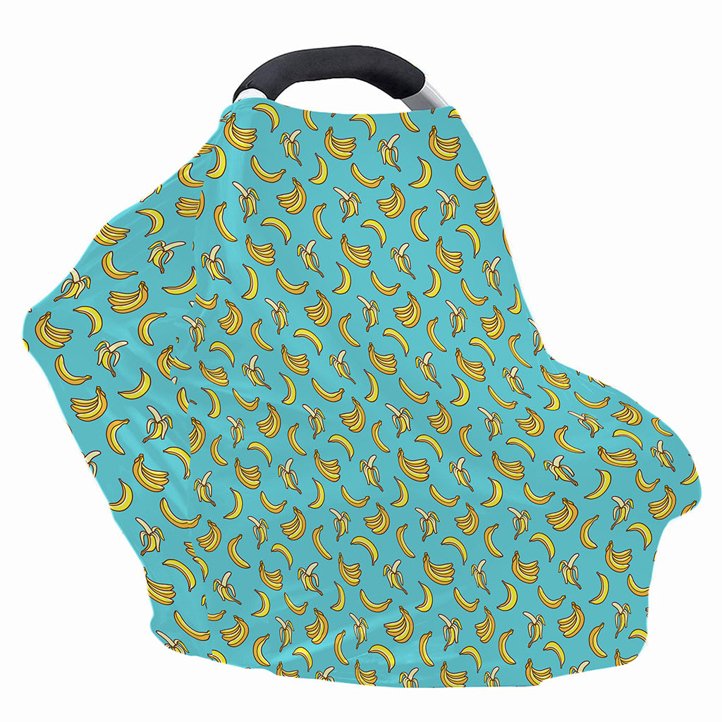 Turquoise Banana Pattern Print Baby Seat Cover