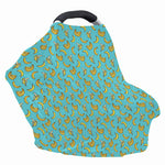 Turquoise Banana Pattern Print Baby Seat Cover