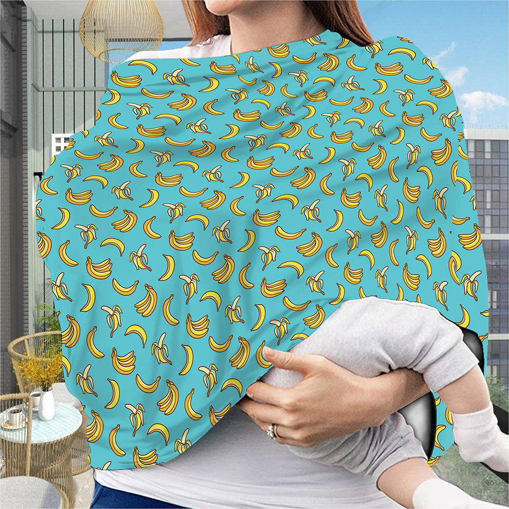 Turquoise Banana Pattern Print Baby Seat Cover